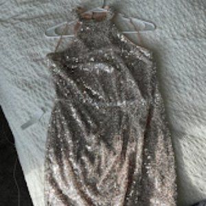 Halter Champagne Sequin Dress
